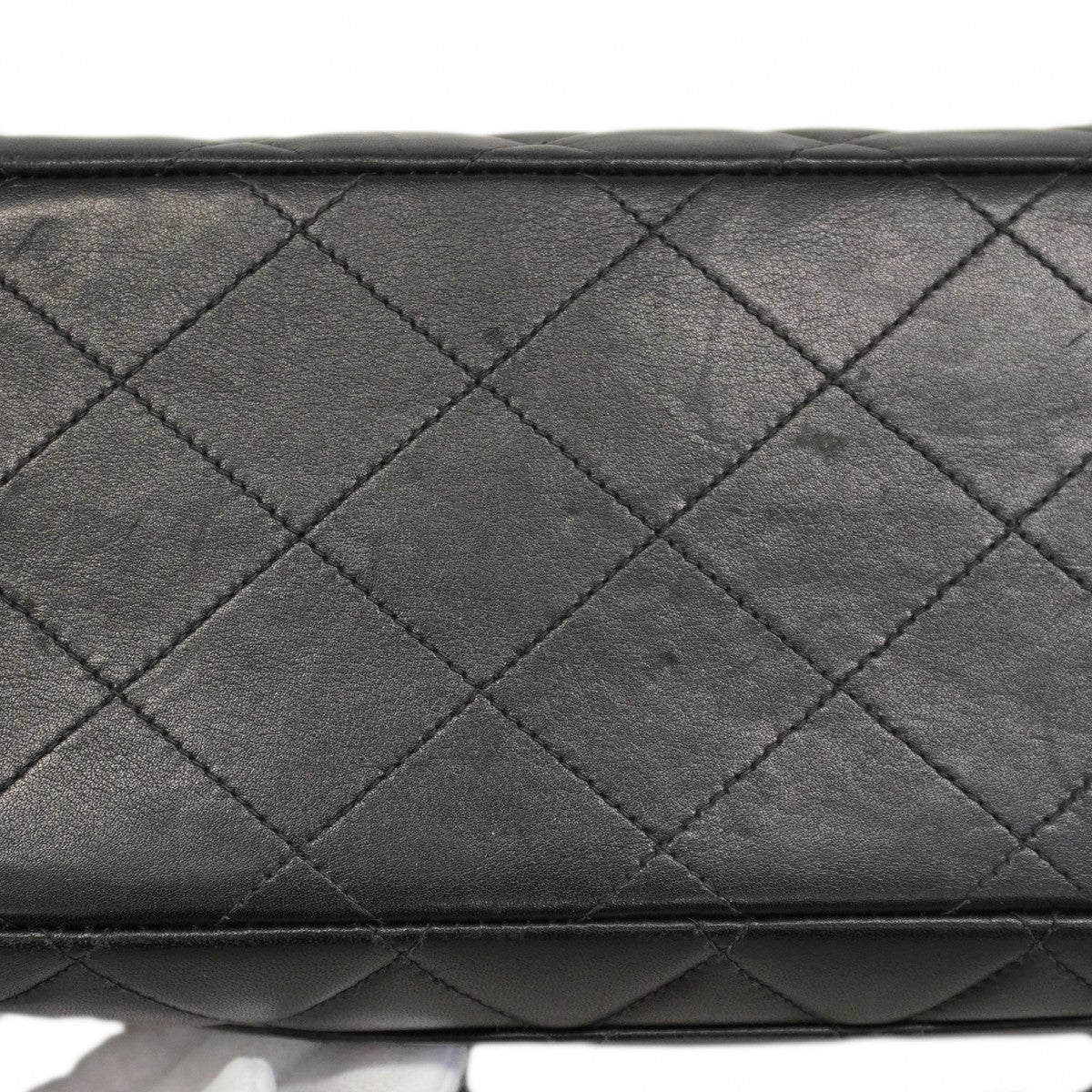★SALE【5ge5784-h】シャネル ショルダーバッグ デカマトラッセ Wチェーン ラムスキン ブラック ゴールド金具【中古】レディース