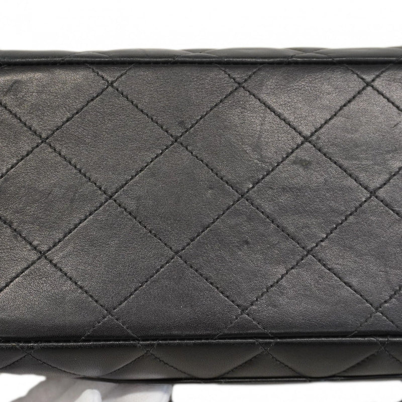 ★SALE【5ge5784-h】シャネル ショルダーバッグ デカマトラッセ Wチェーン ラムスキン ブラック ゴールド金具【中古】レディース