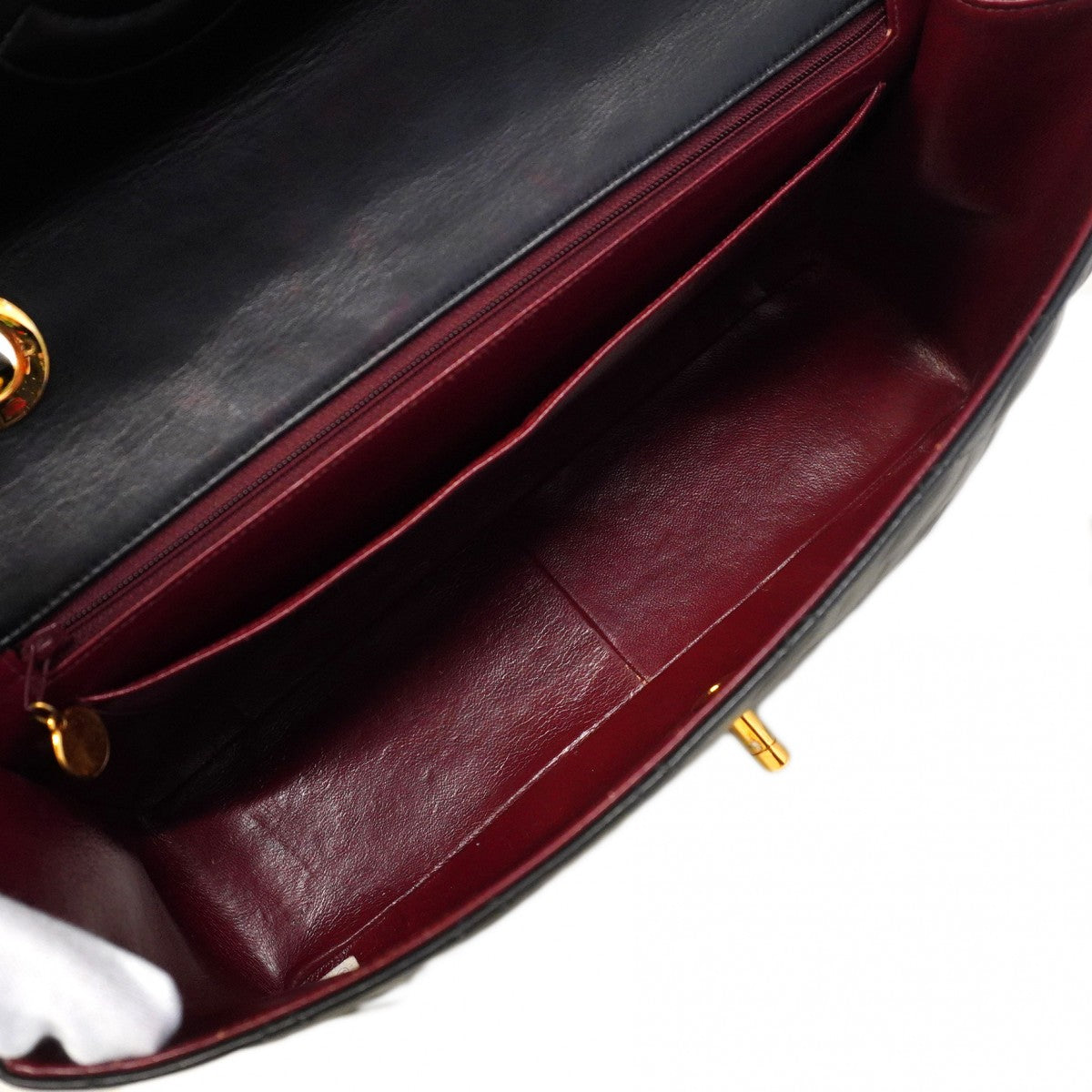 ★SALE【5ge5784-h】シャネル ショルダーバッグ デカマトラッセ Wチェーン ラムスキン ブラック ゴールド金具【中古】レディース