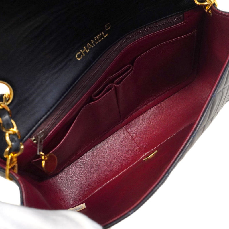 ★SALE【5ge5785-h】シャネル ショルダーバッグ マトラッセ チェーンショルダー ラムスキン ネイビー ゴールド金具【中古】レディース