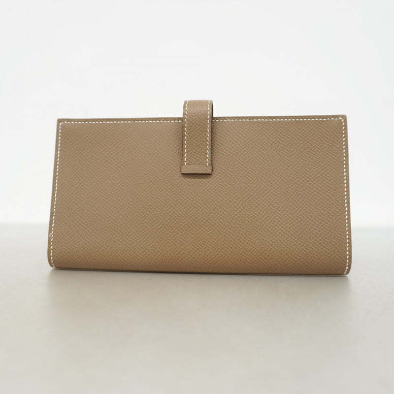 【5ge5811-h】エルメス 長財布 ベアンスフレ ヴォーエプソン エトゥープ ゴールド金具 C刻印【中古】メンズ レディース ユニセックス