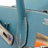 【5ge5837-h】エルメス ハンドバッグ バーキン30 ヴォーエプソン ブルージーン シルバー金具 □H刻印【中古】レディース