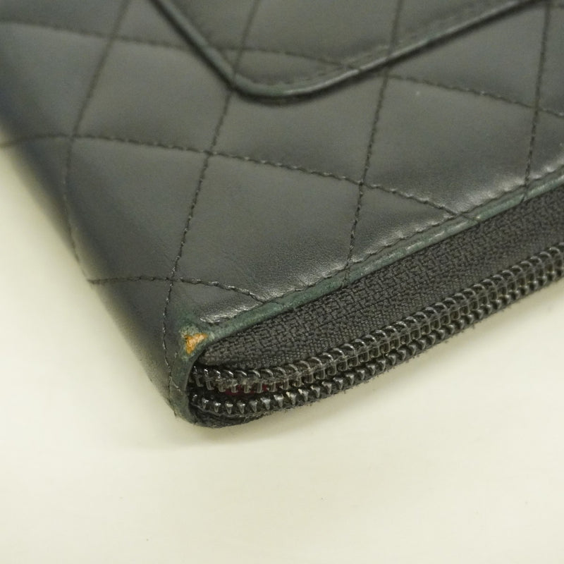 ★最終価格★SALE【5ge5987】シャネル 長財布 カンボン ラムスキン ブラック シルバー金具【中古】レディース