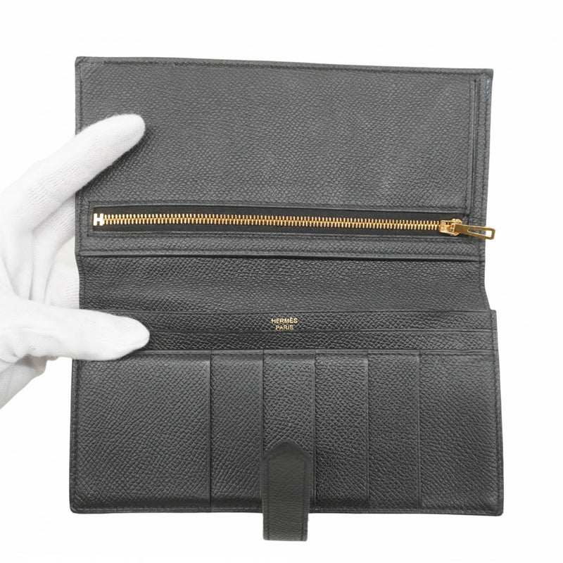 ★在庫処分★最終価格★SALE【5ge6229-h】エルメス 長財布 ベアンスフレ ヴォーエプソン ブラック ゴールド金具 D刻印【中古】メンズ レディース ユニセックス