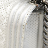 ★SALE【5ge6333-h】シャネル ショルダーバッグ ボーイシャネル チェーンショルダー パンチング レザー グレー シルバー金具【中古】レディース