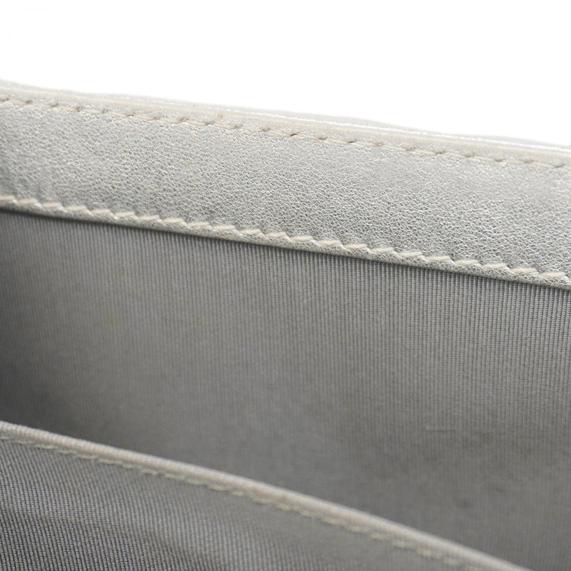 ★SALE【5ge6333-h】シャネル ショルダーバッグ ボーイシャネル チェーンショルダー パンチング レザー グレー シルバー金具【中古】レディース