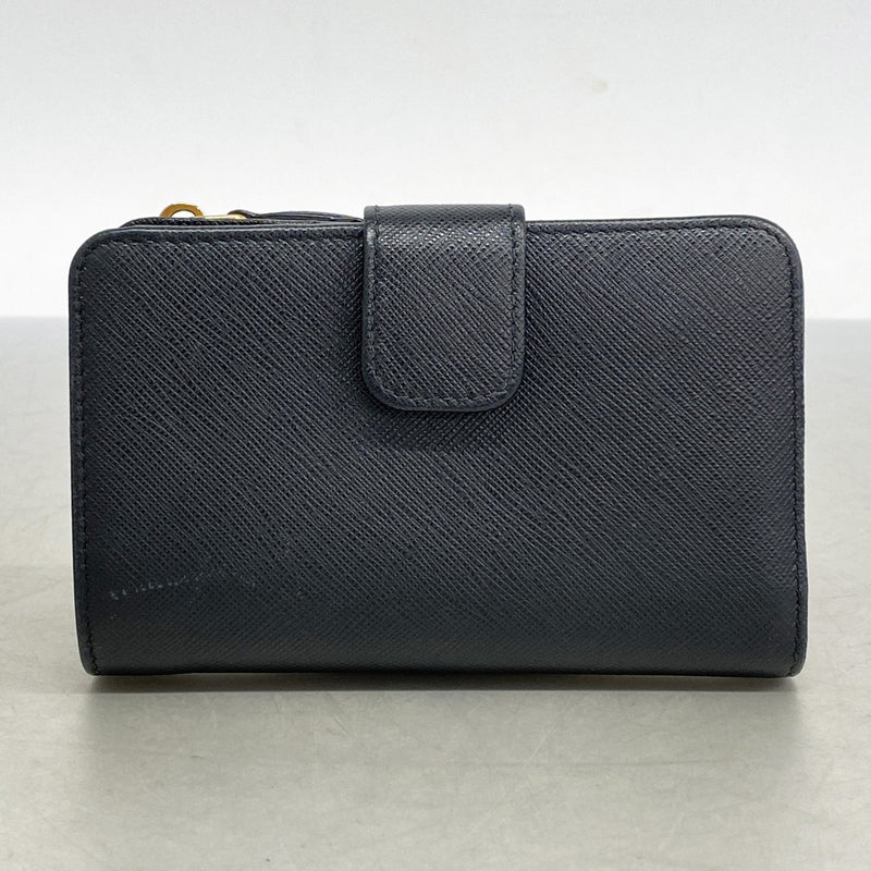 ★SALE【5ge6369-h】プラダ 財布 サフィアーノ レザー ブラック ゴールド金具【中古】レディース