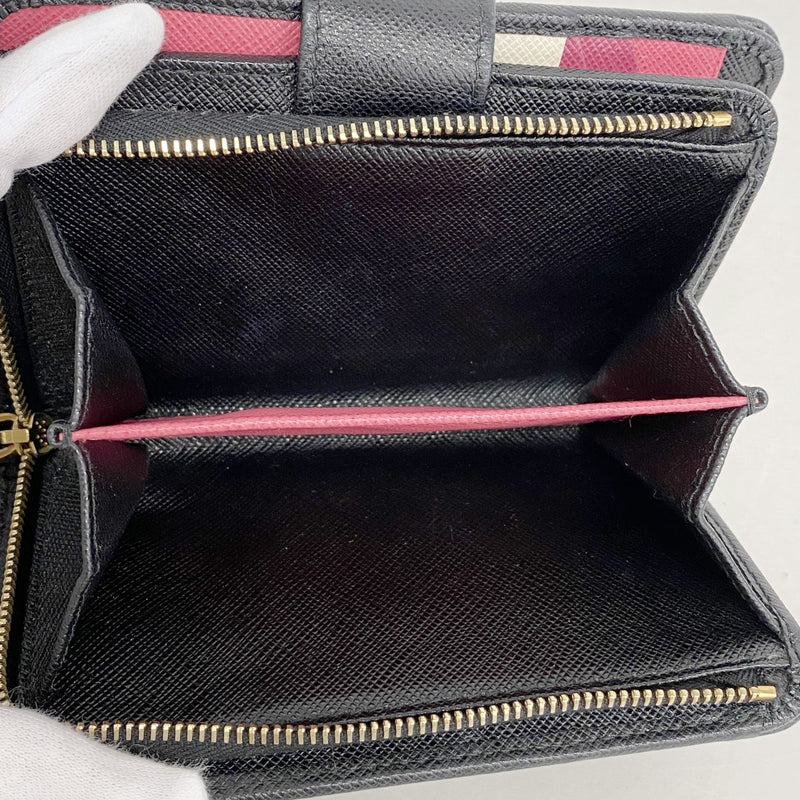 ★SALE【5ge6369-h】プラダ 財布 サフィアーノ レザー ブラック ゴールド金具【中古】レディース