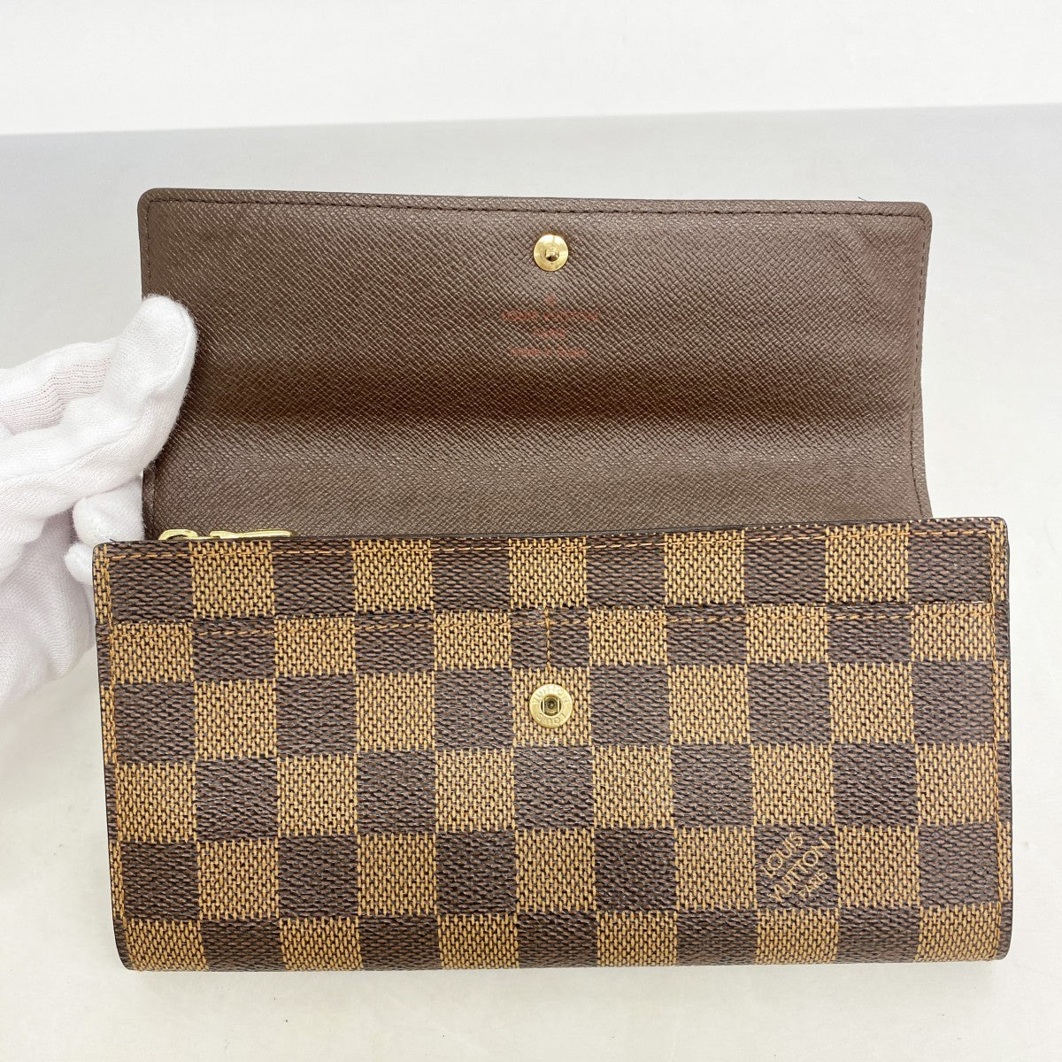 ★SALE【5ge6397-h】ルイヴィトン 長財布 ダミエ ポシェットポルトモネクレディ N61725 エベヌ【中古】レディース
