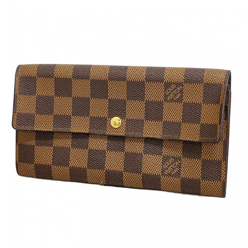 ★SALE【5ge6397-h】ルイヴィトン 長財布 ダミエ ポシェットポルトモネクレディ N61725 エベヌ【中古】レディース