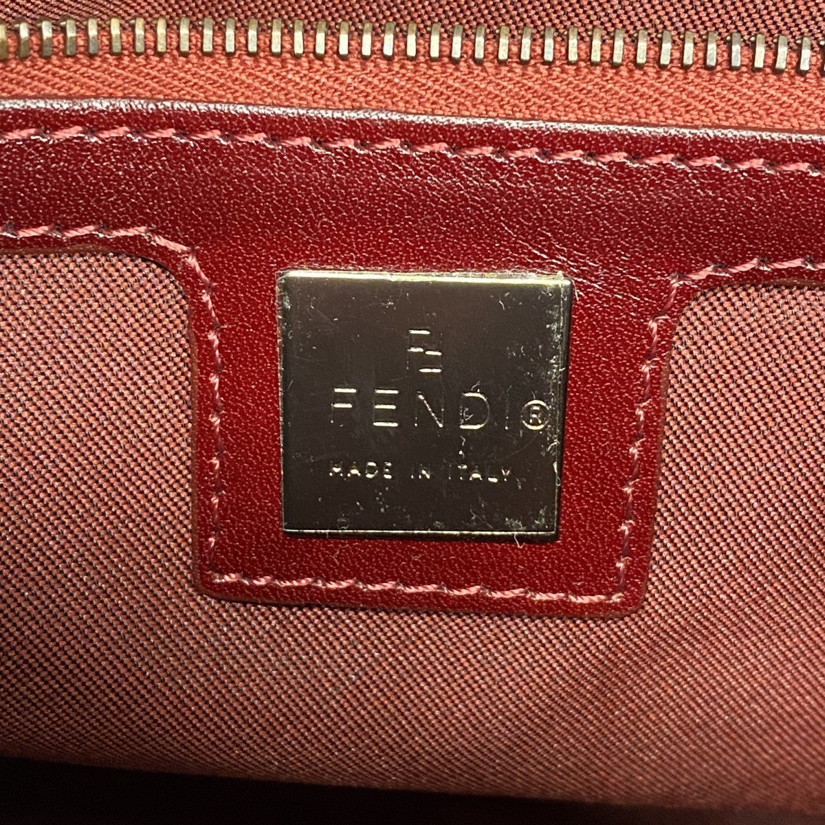 【5ge6405-h】フェンディ ハンドバッグ ズッキーノ マンマバケット ナイロンキャンバス レッド ピンクゴールド金具【中古】