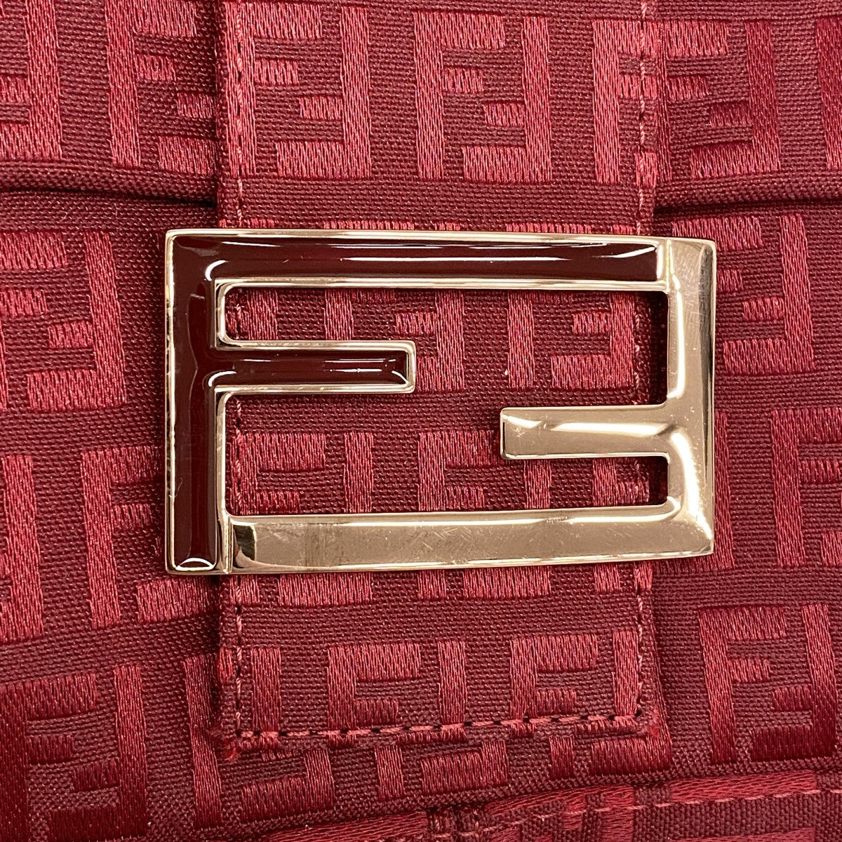 【5ge6405-h】フェンディ ハンドバッグ ズッキーノ マンマバケット ナイロンキャンバス レッド ピンクゴールド金具【中古】