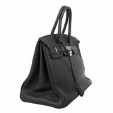 【5ha0185-h】エルメス ハンドバッグ バーキン35 トゴ ブラック シルバー金具 □N刻印【中古】レディース