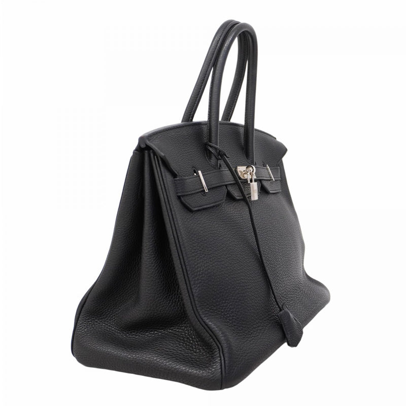 【5ha0185-h】エルメス ハンドバッグ バーキン35 トゴ ブラック シルバー金具 □N刻印【中古】レディース
