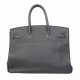 【5ha0185-h】エルメス ハンドバッグ バーキン35 トゴ ブラック シルバー金具 □N刻印【中古】レディース