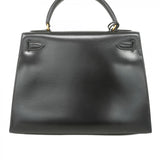 ★SALE【5hb0561-h】エルメス ハンドバッグ ケリー28 ボックスカーフ ブラック ゴールド金具 ○R刻印【中古】レディース