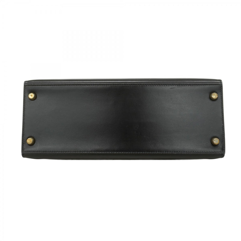 ★SALE【5hb0561-h】エルメス ハンドバッグ ケリー28 ボックスカーフ ブラック ゴールド金具 ○R刻印【中古】レディース