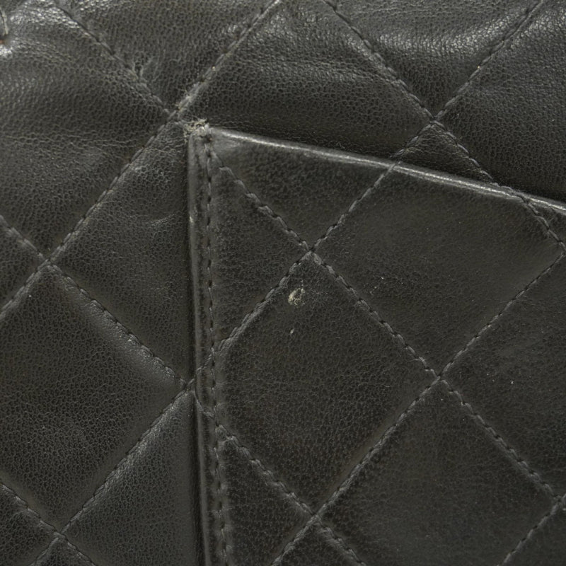 ★SALE【5hb0572-h】シャネル ショルダーバッグ マトラッセ Wフラップ Wチェーン ラムスキン ブラック ゴールド金具【中古】レディース