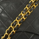 ★SALE【5hb0572-h】シャネル ショルダーバッグ マトラッセ Wフラップ Wチェーン ラムスキン ブラック ゴールド金具【中古】レディース