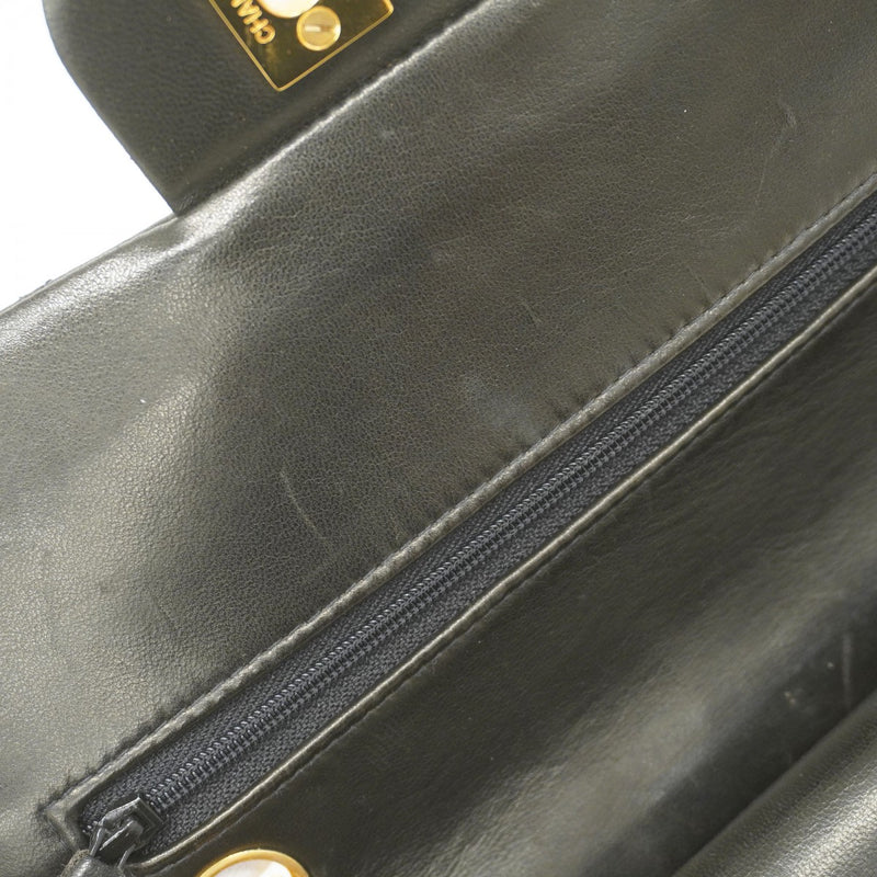 ★SALE【5hb0572-h】シャネル ショルダーバッグ マトラッセ Wフラップ Wチェーン ラムスキン ブラック ゴールド金具【中古】レディース