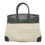 【5hb0958】エルメス ハンドバッグ バーキン30 トワルアッシュ ボックスカーフ アルドワーズ シルバー金具 □K刻印【中古】レディース