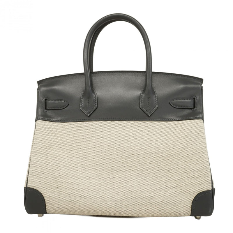 【5hb0958】エルメス ハンドバッグ バーキン30 トワルアッシュ ボックスカーフ アルドワーズ シルバー金具 □K刻印【中古】レディース