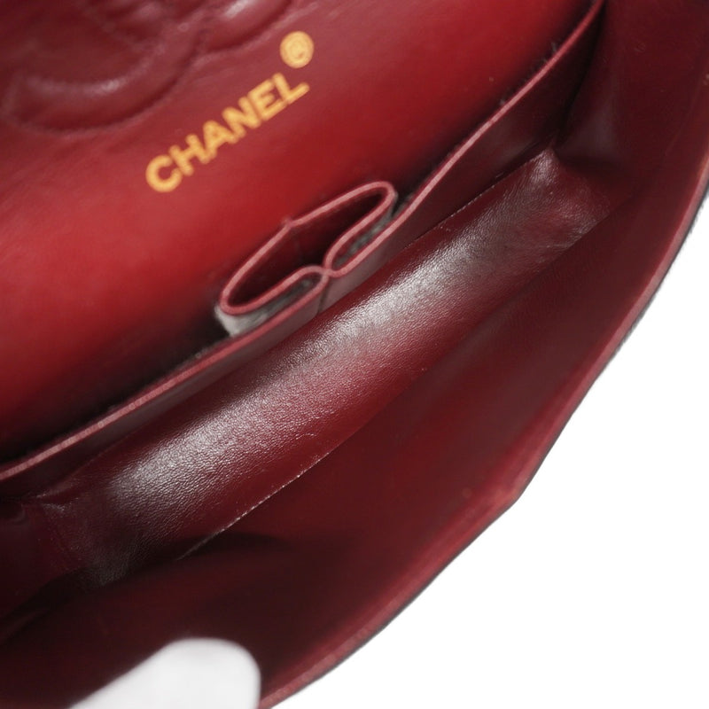 ★最終価格★SALE【5hb1002-h】シャネル ショルダーバッグ Wフラップ Wチェーン マトラッセ ラムスキン ブラック ゴールド金具【中古】レディース