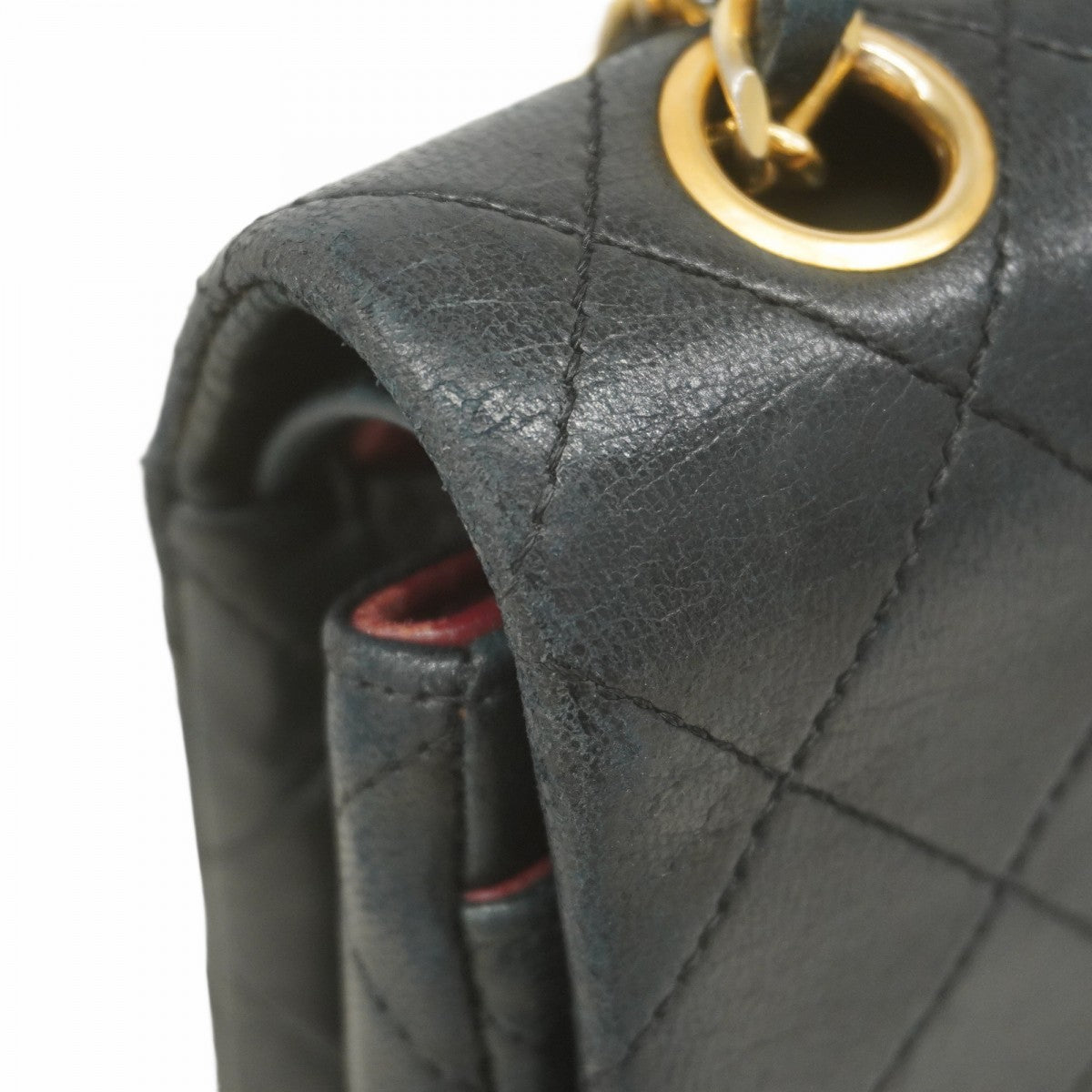 ★最終価格★SALE【5hb1002-h】シャネル ショルダーバッグ Wフラップ Wチェーン マトラッセ ラムスキン ブラック ゴールド金具【中古】レディース