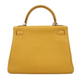 【5hb1074】エルメス ハンドバッグ ケリー28 トゴ カリー シルバー金具 □L刻印【中古】レディース