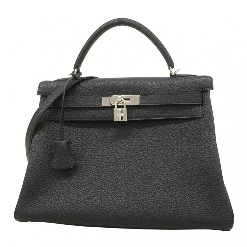 【5hb1217-h】エルメス ハンドバッグ ケリー32 トゴ ブラック シルバー金具 □L刻印【中古】レディース