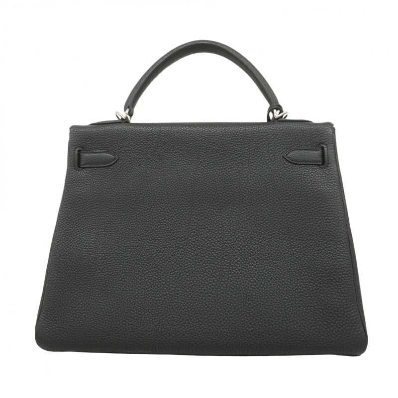 【5hb1217-h】エルメス ハンドバッグ ケリー32 トゴ ブラック シルバー金具 □L刻印【中古】レディース