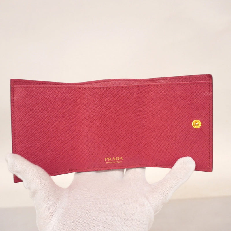 ★最終価格【5hb1346-h】プラダ 三つ折り財布 レザー ピンク ゴールド金具【中古】レディース