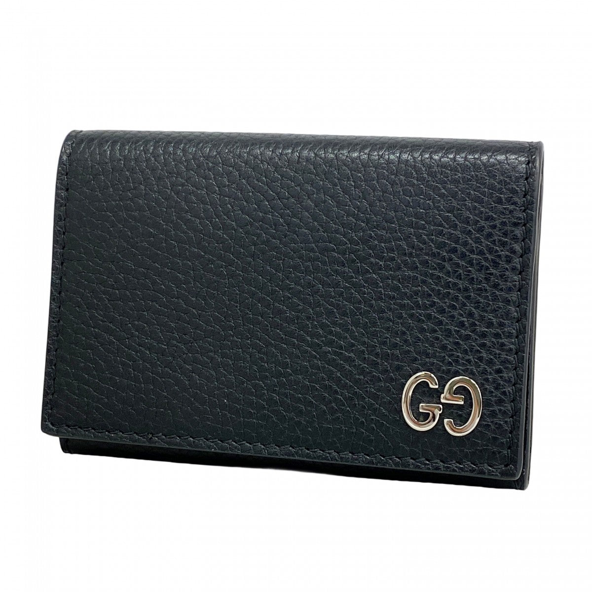 ★SALE【5hb1520】グッチ 名刺入れ 473923 レザー ブラック シルバー金具【中古】メンズ