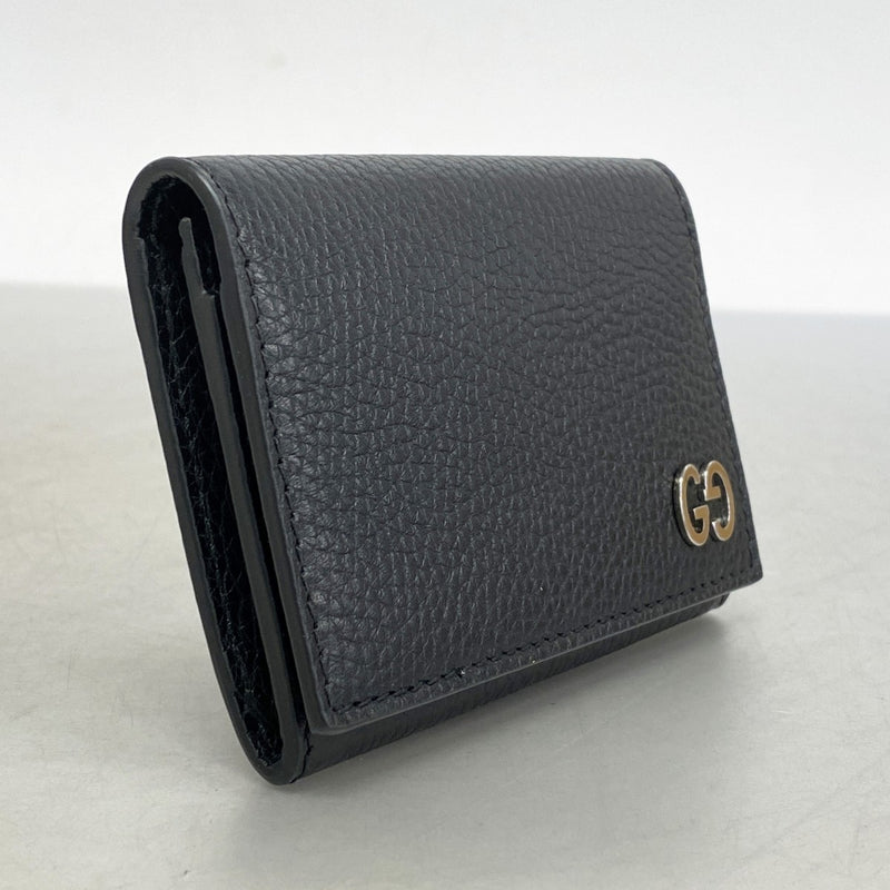 ★SALE【5hb1520】グッチ 名刺入れ 473923 レザー ブラック シルバー金具【中古】メンズ
