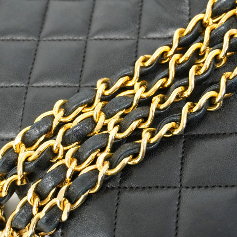 ★SALE【5hb1581-h】シャネル ショルダーバッグ ミニマトラッセ チェーンショルダー ラムスキン ブラック ゴールド金具【中古】レディース