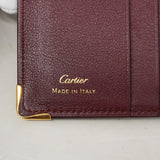 ★SALE【5hb1684-h】カルティエ カードケース マスト レザー ボルドー ゴールド金具【中古】レディース