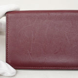 ★SALE【5hb1684-h】カルティエ カードケース マスト レザー ボルドー ゴールド金具【中古】レディース