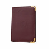 ★SALE【5hb1684-h】カルティエ カードケース マスト レザー ボルドー ゴールド金具【中古】レディース