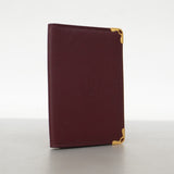 ★SALE【5hb1684-h】カルティエ カードケース マスト レザー ボルドー ゴールド金具【中古】レディース