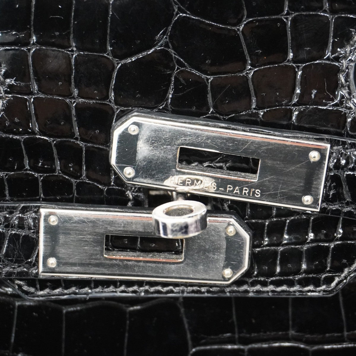 【5hb1708-g-h】エルメス ハンドバッグ バーキン30 ポロサス ブラック シルバー金具 □E刻印【中古】レディース