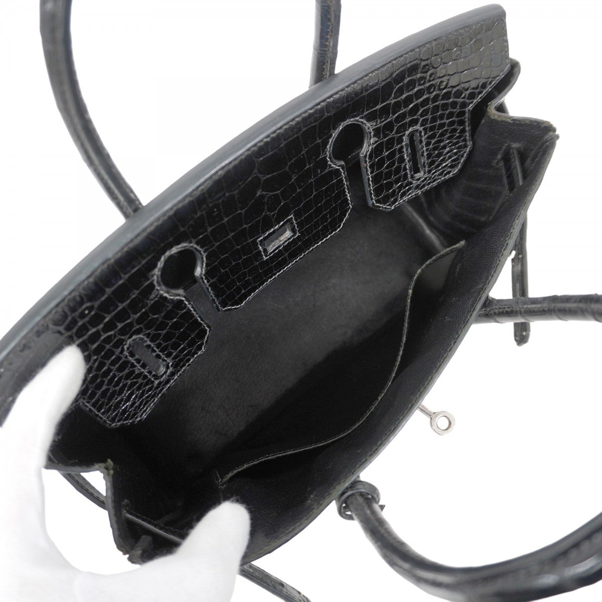 【5hb1708-g-h】エルメス ハンドバッグ バーキン30 ポロサス ブラック シルバー金具 □E刻印【中古】レディース
