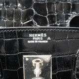 【5hb1708-g-h】エルメス ハンドバッグ バーキン30 ポロサス ブラック シルバー金具 □E刻印【中古】レディース