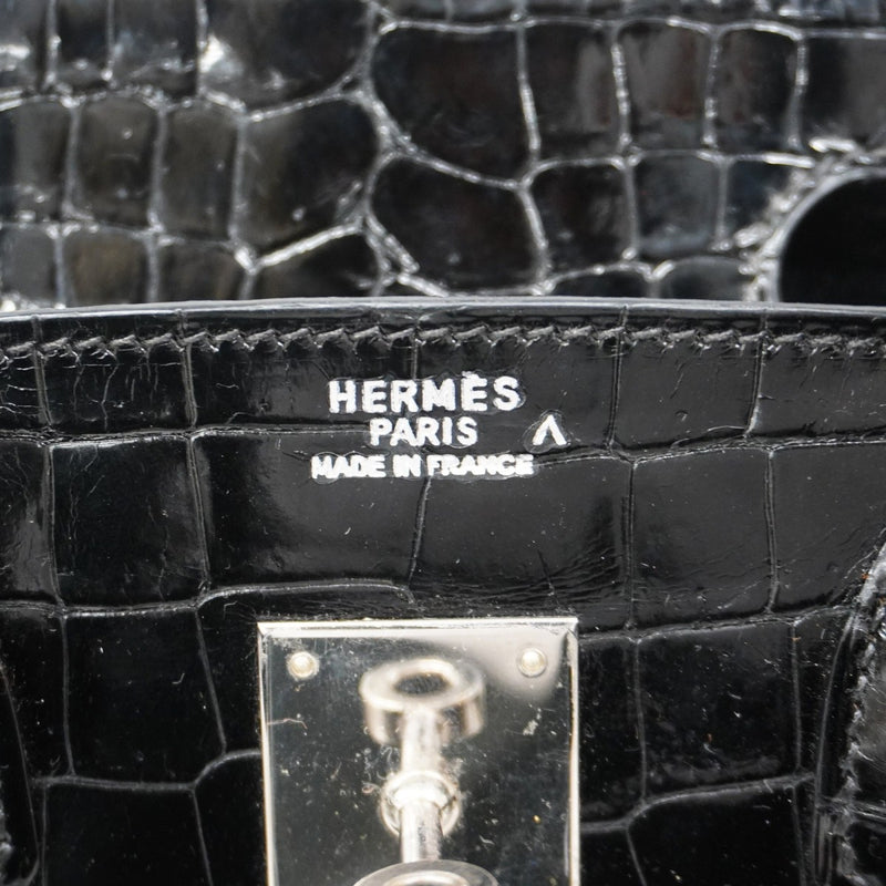【5hb1708-g-h】エルメス ハンドバッグ バーキン30 ポロサス ブラック シルバー金具 □E刻印【中古】レディース