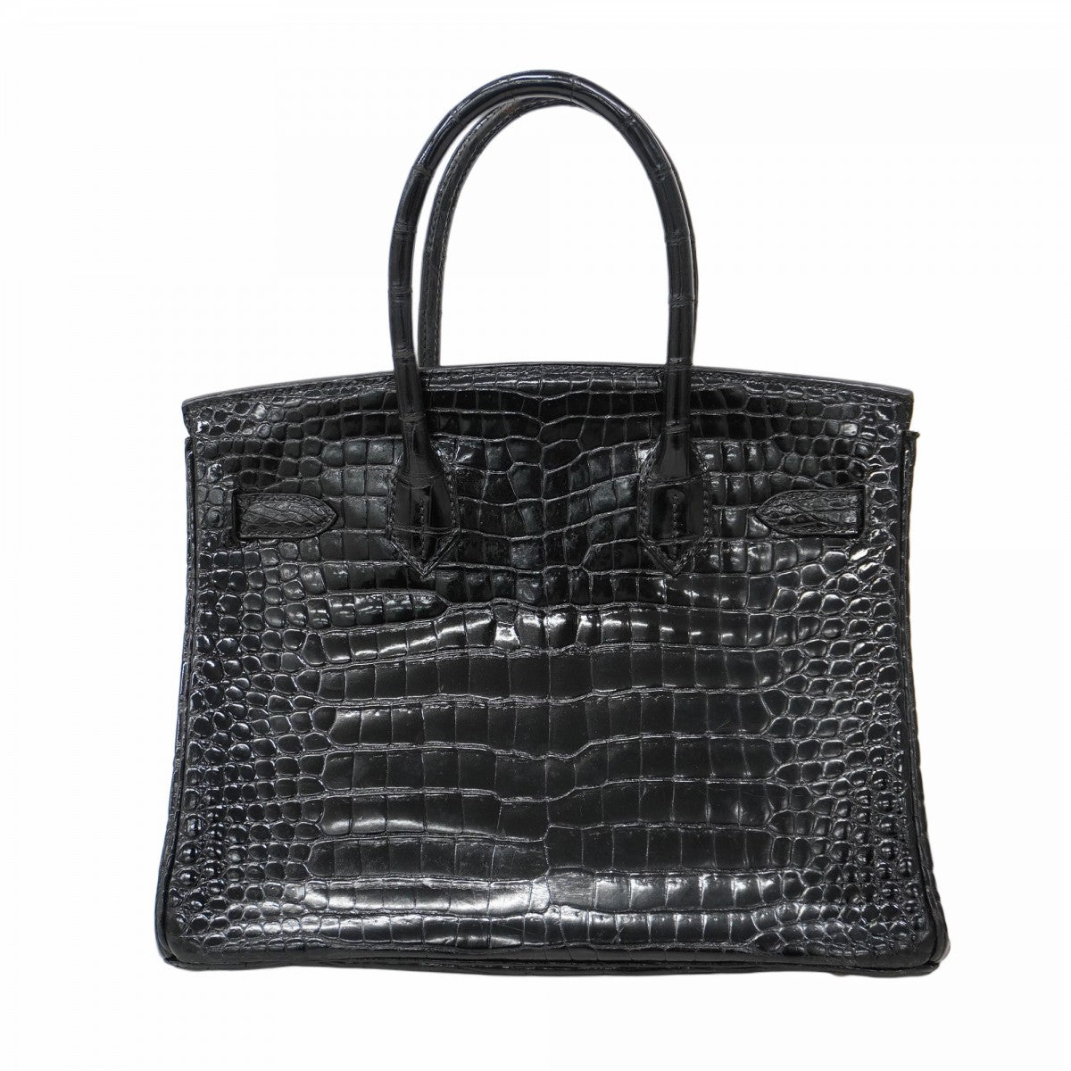 【5hb1708-g-h】エルメス ハンドバッグ バーキン30 ポロサス ブラック シルバー金具 □E刻印【中古】レディース