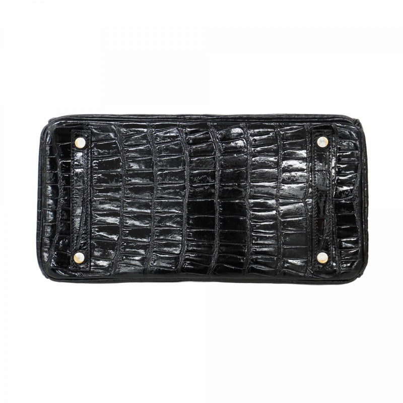【5hb1708-g-h】エルメス ハンドバッグ バーキン30 ポロサス ブラック シルバー金具 □E刻印【中古】レディース