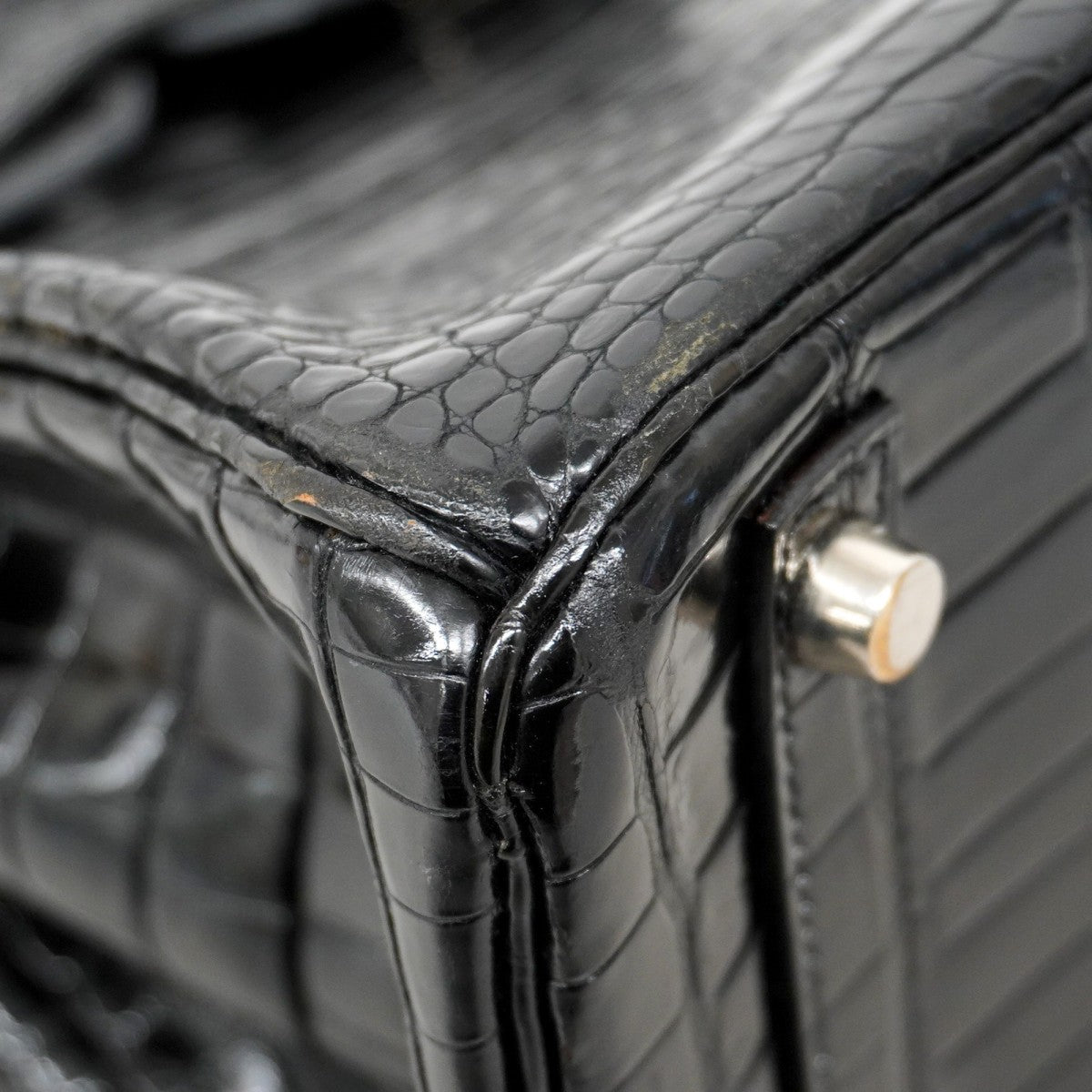 【5hb1708-g-h】エルメス ハンドバッグ バーキン30 ポロサス ブラック シルバー金具 □E刻印【中古】レディース