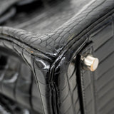 【5hb1708-g-h】エルメス ハンドバッグ バーキン30 ポロサス ブラック シルバー金具 □E刻印【中古】レディース