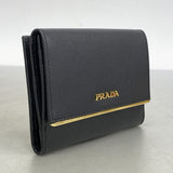 ★最終価格★SALE【5hb1719-h】プラダ 財布 レザー ブラック ゴールド金具【中古】レディース