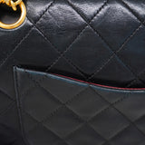 ★SALE【5hc1817-h】シャネル ショルダーバッグ マトラッセ Wフラップ Wチェーン ラムスキン ブラック ゴールド金具【中古】レディース