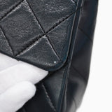 ★SALE【5hc1817-h】シャネル ショルダーバッグ マトラッセ Wフラップ Wチェーン ラムスキン ブラック ゴールド金具【中古】レディース